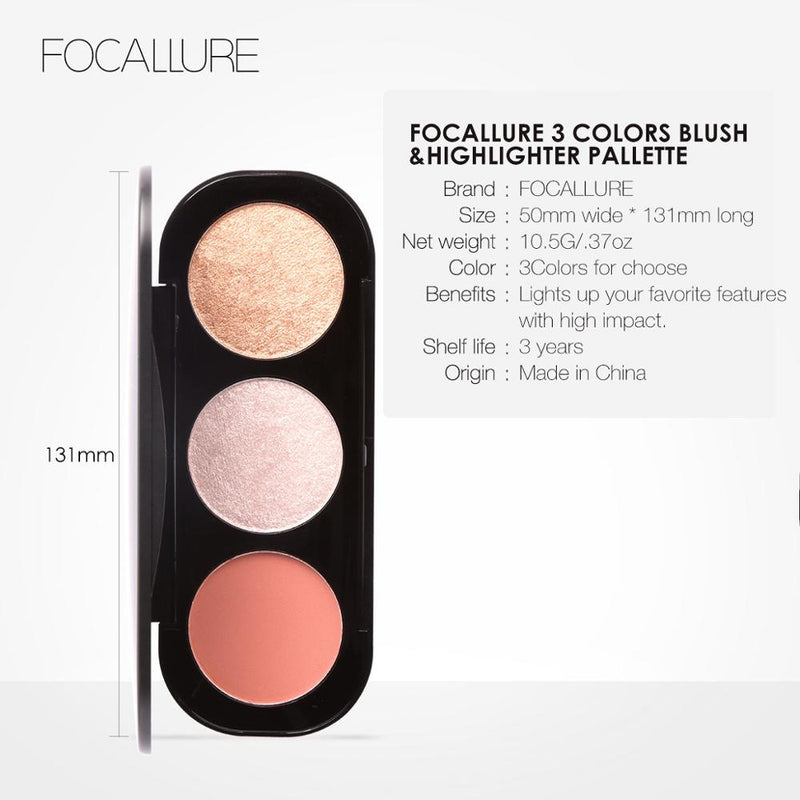 Paleta de Iluminador Focallure - 3 Cores