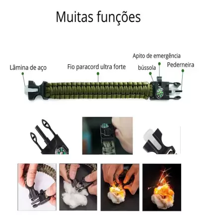 Pulseira Militar de Sobrevivência - Ultimas Unidades em Estoque 🔥 🪖